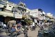 India: A busy street scene in Pondicherry's commercial quarter